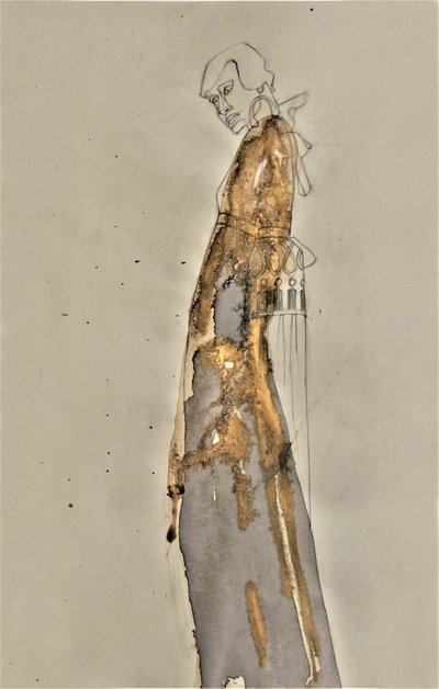 Gouden, golvende figuur door Doris Schmitz