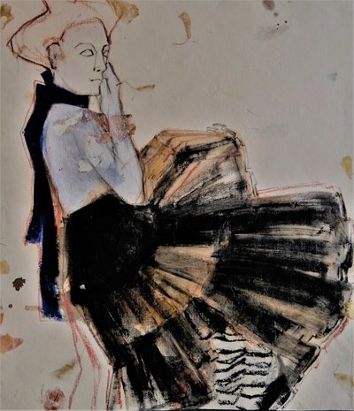 Peinzende danseres in het zwart door Doris Schmitz