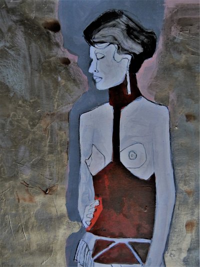 Een peinzende, moderne vrouw door Doris Schmitz