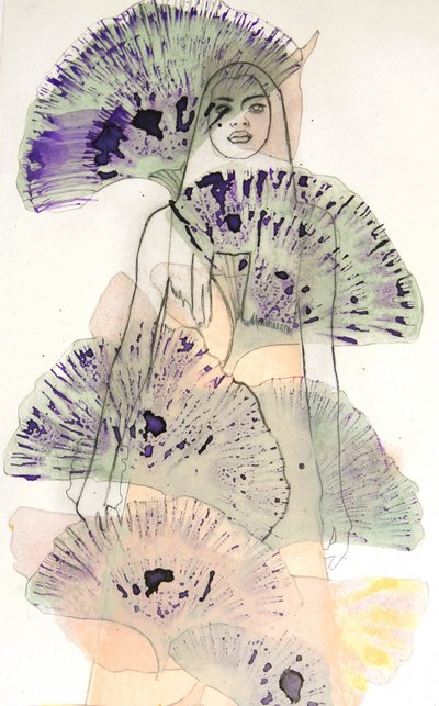 De paarse ginkgo-vrouw door Doris Schmitz