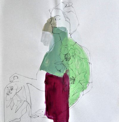 De serene vrouw met bloemen door Doris Schmitz