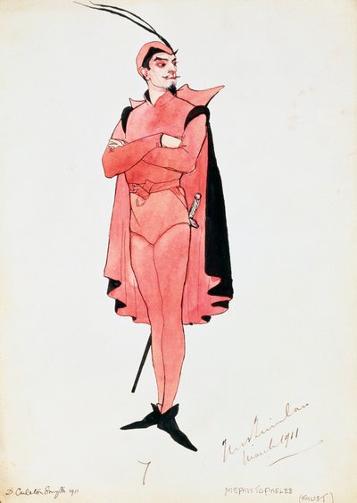Kostuum voor Mephistopheles in Faust door Charles Gounod, schets door Carleton Smyth, voor uitvoering in 1911, 20e eeuw door Dorothy Carleton Smyth