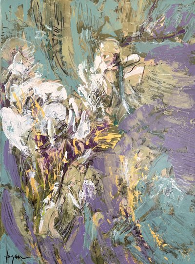 Abstracte paarse bloemen door Dorothy Fagan