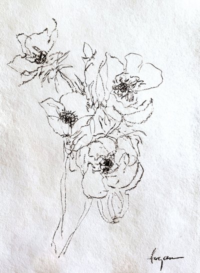 Verfijnde bloemtekening door Dorothy Fagan