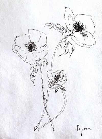 Fijne bloemenschets door Dorothy Fagan