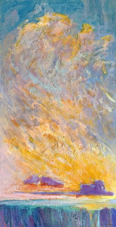 Gouden zonsondergang met uitzicht op zee door Dorothy Fagan