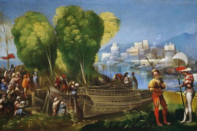 Aeneas en Achates aan de Libische kust door Dosso Dossi