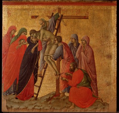 Passie: de kruisafneming. Maesta altaarstuk door Duccio di Buoninsegna