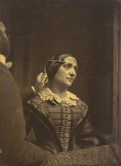 Aandacht, aandachtige blik links, Pijnlijke aandacht rechts, 1854-1856, gedrukt 1862 door Duchenne de Boulogne