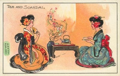 Thee en schandaal: twee Japanse vrouwen drinken thee door Dudley Hardy