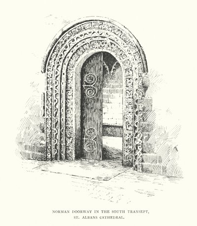 Normandische Deur in het Zuidelijke Transept, St Albans Kathedraal door Duncan Moul