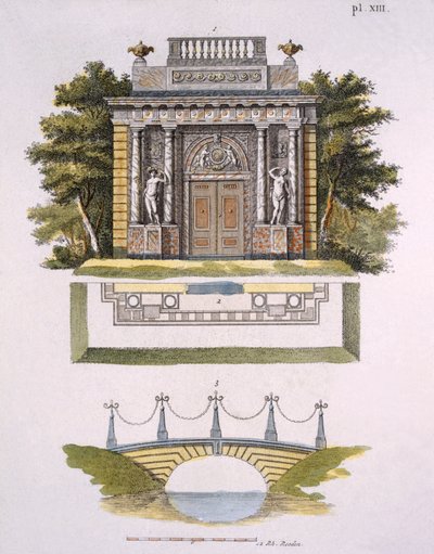 Tuinversieringen, uit Magazine of Garden Gems door G. van Laar, gepubliceerd 1802 door Dutch School