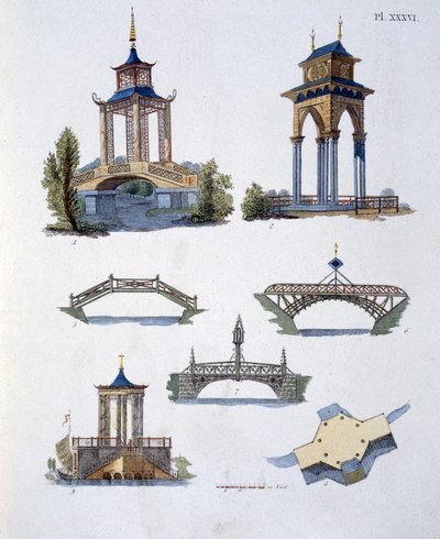 Tuinversieringen, uit Magazine of Garden Gems door G. van Laar, gepubliceerd 1802 door Dutch School