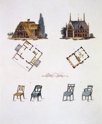 Tuinversieringen, uit Magazine of Garden Gems door G. van Laar, gepubliceerd in 1802 door Dutch School