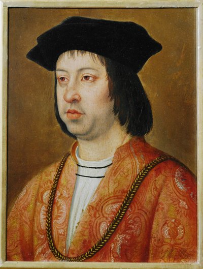 Koning Ferdinand II van Aragon ... (olieverf op hout) door Dutch School