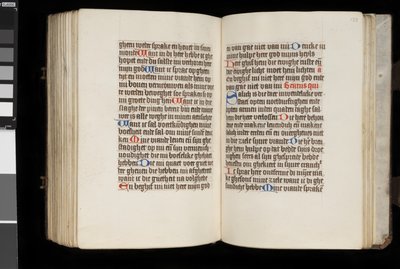 MS McClean 92, f.132v - f.133r, uit het Getijdenboek, ca. 1470-90 door Dutch School