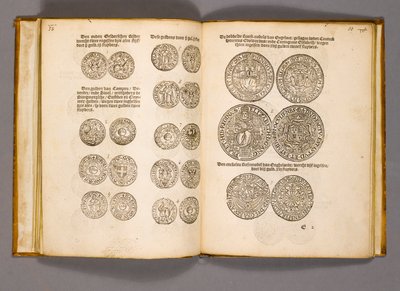 Geldboek met gravures van Engelse munten door Dutch School