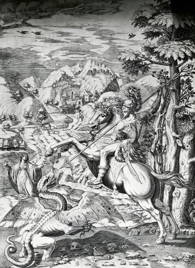 Sint Joris en de Draak, 16e eeuw door Dutch School