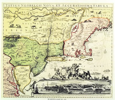 De Restitutio-Allardt Kaart van Nieuw Amsterdam, gegraveerd en uitgegeven door Carolus Allardt, 1673 door Dutch School