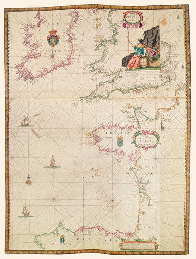 De kusten van Frankrijk, Engeland en Ierland, uit Collectie van Nederlandse Zeekaarten door Dutch School