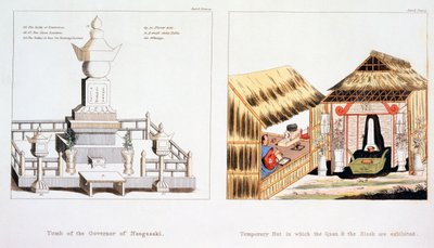 Graf van de Gouverneur van Nagasaki en andere begrafenisartikelen, uit Illustrations of Japan door Issac Titsingh, gepubliceerd Londen 1822 door Dutch School