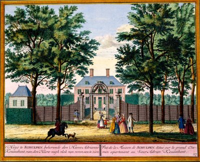 Uitzicht op Schulpen House, uit Het Zeganpralent Kennemerlant door Hendrick de Leth en Matthias Brouerius Van Nidek, gepubliceerd ca. 1700-30 door Dutch School