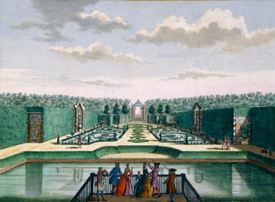 Uitzicht op de parterre en triomfboog, Meerestein, uit Het Zeganpralent Kennemerlant door Hendrick de Leth en Matthias Brouerius Van Nidek, gepubliceerd ca. 1700-1730 door Dutch School