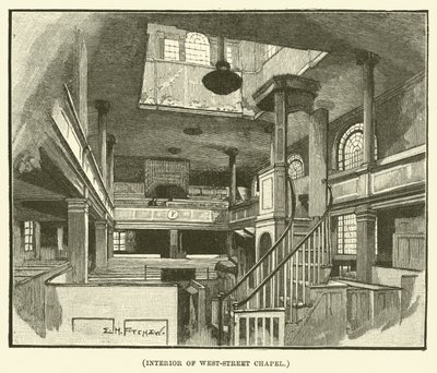 Interieur van West-Street Chapel (gravure) door E.H. Fitchew