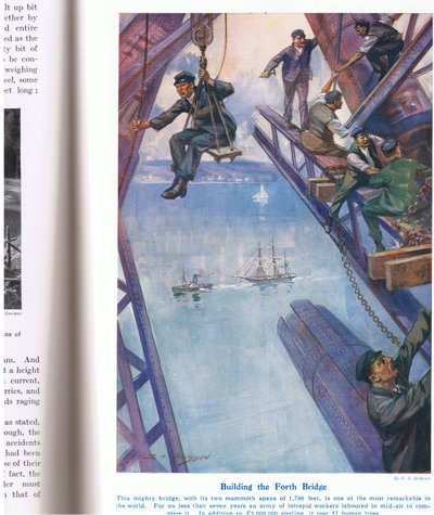 De bouw van de Forth Bridge, illustratie uit 