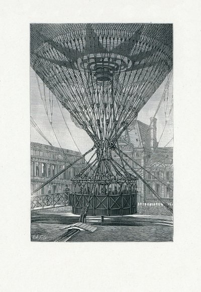Panoramisch Uitzichtplatform met een Heteluchtballon, pub. c.1880 door E. A. Tilly