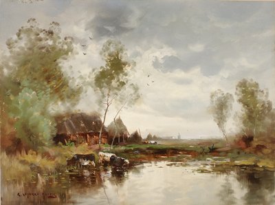 Landschap met windmolen door E. Landseer Harris
