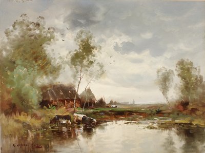 Landschap met Windmolen door E. Landseer Harris