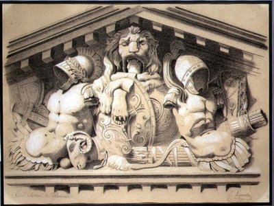 Een sculpturale fronton in het Louvre door E. Laquerbe