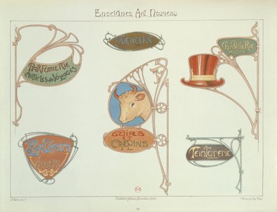 Art Nouveau winkelborden, 1903 door E. Mulier