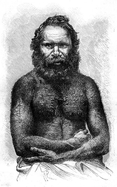Australische aboriginal door Etienne Antoine Eugene Ronjat