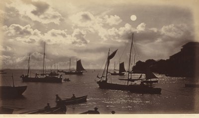 Maanlichteffect - Baai van Panama door Eadweard Muybridge