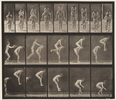 Plaat 167. Springen; over de rug van een jongen (kikkersprong) door Eadweard Muybridge