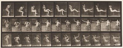 Plaat 247. Gaan zitten en voeten op stoel plaatsen door Eadweard Muybridge
