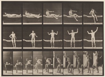 Plaat 260. Opstaan van bank en armen strekken, 1885 door Eadweard Muybridge