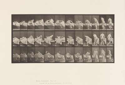 Plaat 264. Uit bed komen en zich voorbereiden om te knielen door Eadweard Muybridge