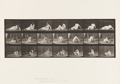Draaien en positie veranderen terwijl op de grond door Eadweard Muybridge