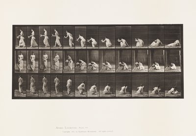 Plaat 271. Opstaan van de grond met een papier in de linkerhand door Eadweard Muybridge