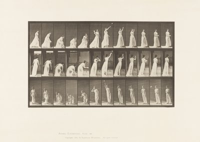 Een bal oppakken en gooien door Eadweard Muybridge