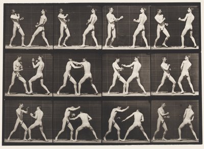 Plaat 338. Boksen; open hand (schoenen) door Eadweard Muybridge