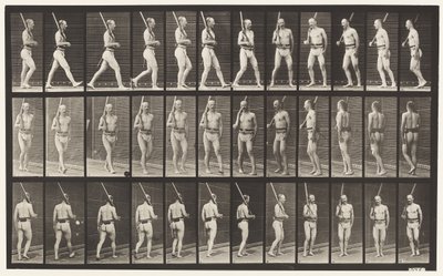Plaat 355. Op wacht, lopen en omdraaien door Eadweard Muybridge