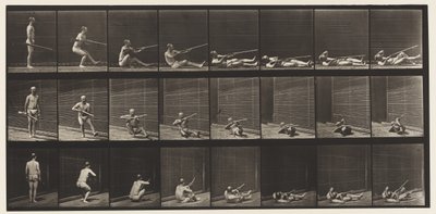 Liggend op de Rug en Vuren, 1872-1885 door Eadweard Muybridge