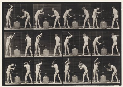 Plaat 374. Smeden, Twee Modellen, Hameren op Aambeeld door Eadweard Muybridge