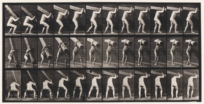 Plaat 383. Een Boomstam op Schouder Tillen door Eadweard Muybridge
