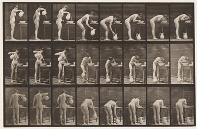 Plaat 413. Water in Kom Gieten en Gezicht Wassen door Eadweard Muybridge