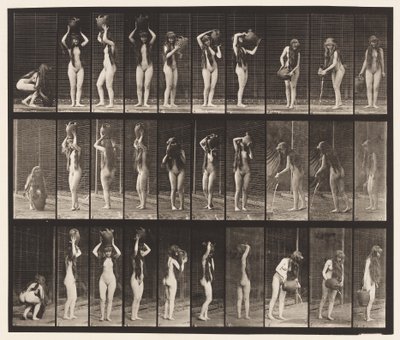 Plaat 500. Verschillende bewegingen met waterkruik door Eadweard Muybridge